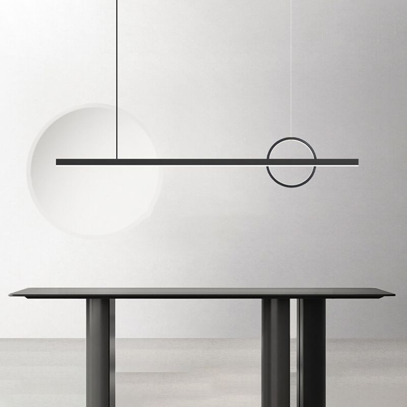 Black LED Island Lamp Modern Simple Island Hanging Lamp with Acrylic Shade for Dining Room