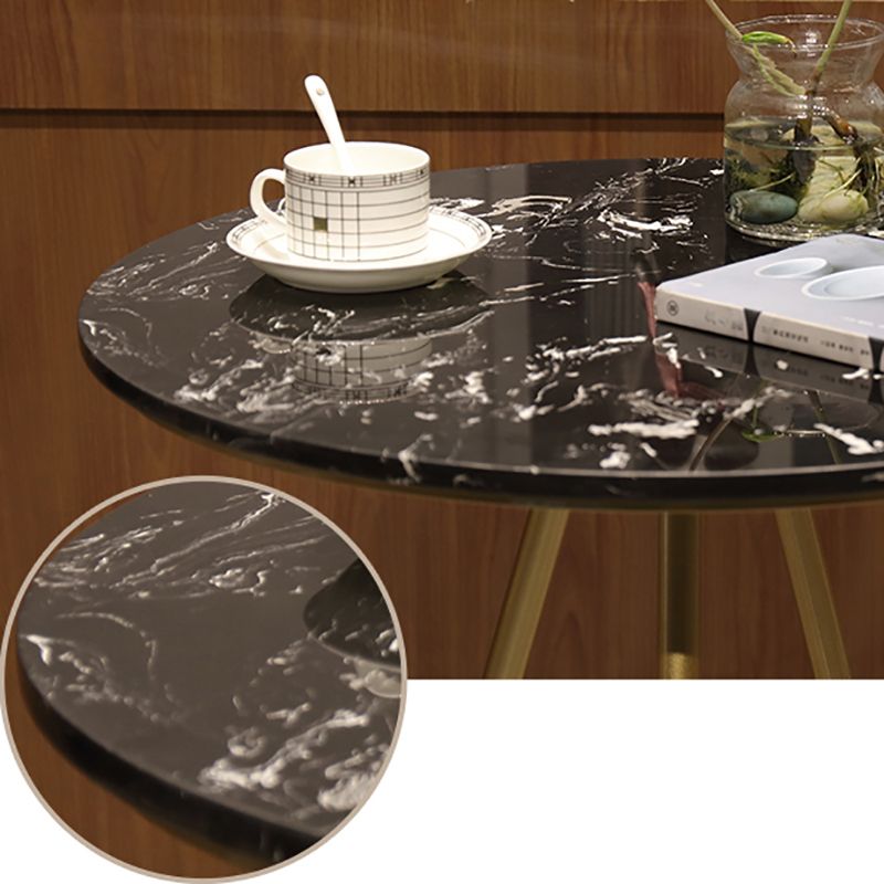 Glam Style Gold Iron Bar Table Round Top Marble Indoor Bistro Table - 23.6"W x 41.3"H