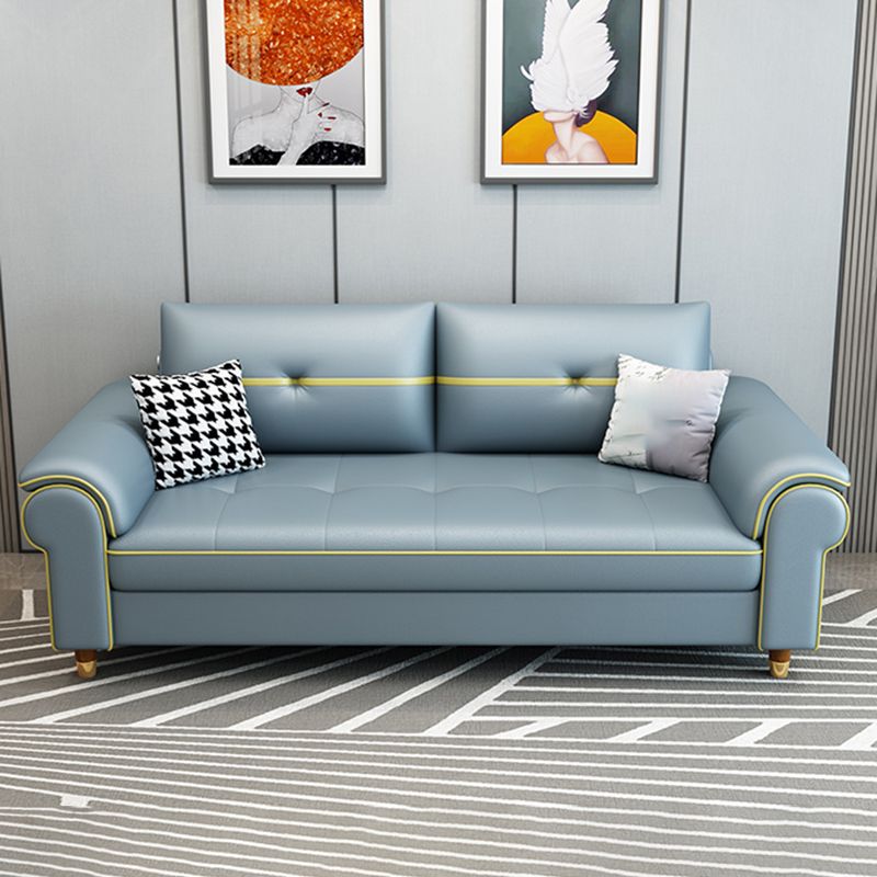 Faux Leather Modern Sofa 31.49"W Pillow Top Arm Sofa for Living Room
