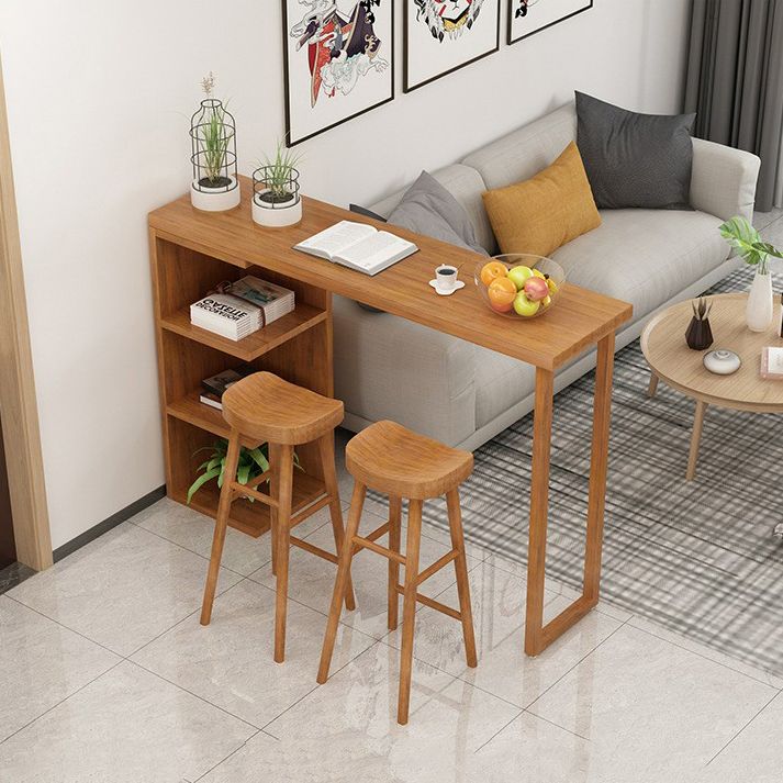 Glam 1/2/3 Pieces Bar Table Set Rectangle Wooden Bar Table with Bar Stool