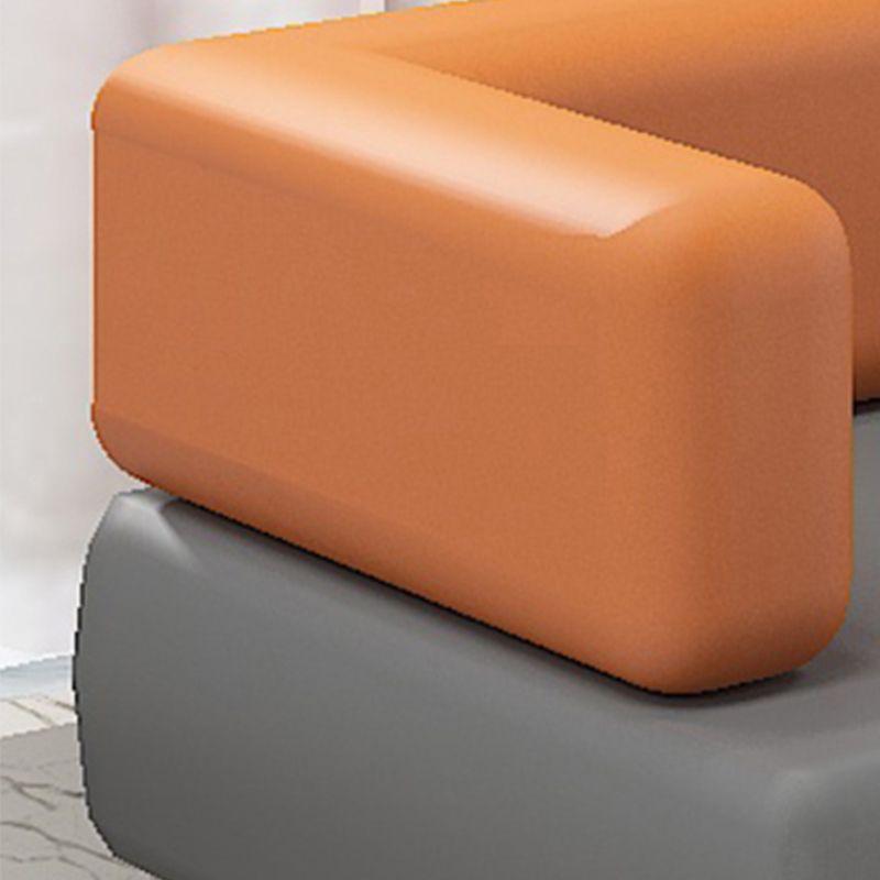 29.53" H Faux Leather Sofa Contemporary Tuxedo Arm Sofa in Gray