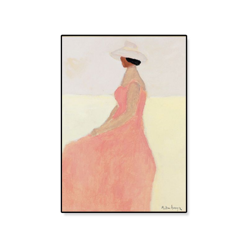 Moderne vrouw canvas print pastel kleur getextureerde muur kunst decor voor huis interieur