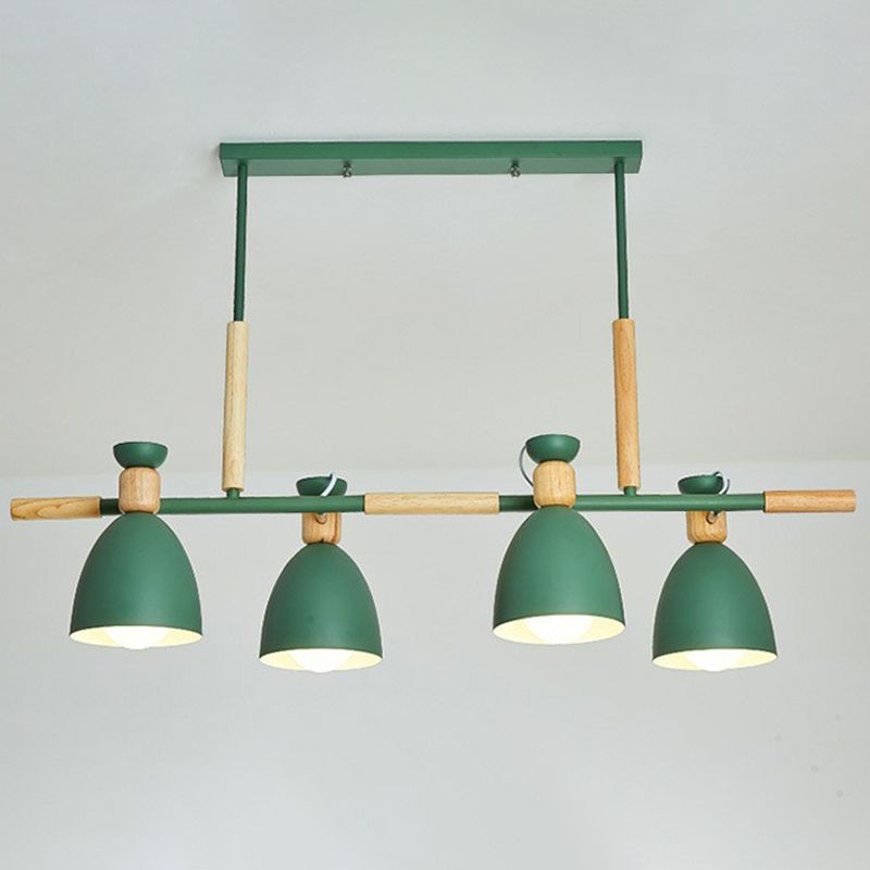 Simplicity Dome Shade Island Pendant Light Metallic 4 Heads Dining Room Ceiling Light