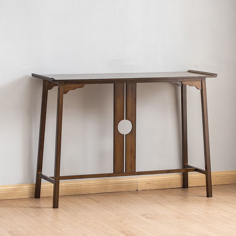 Mid-Century Modern Console Table Dark Brown Solid Wood Rectangle Console Table