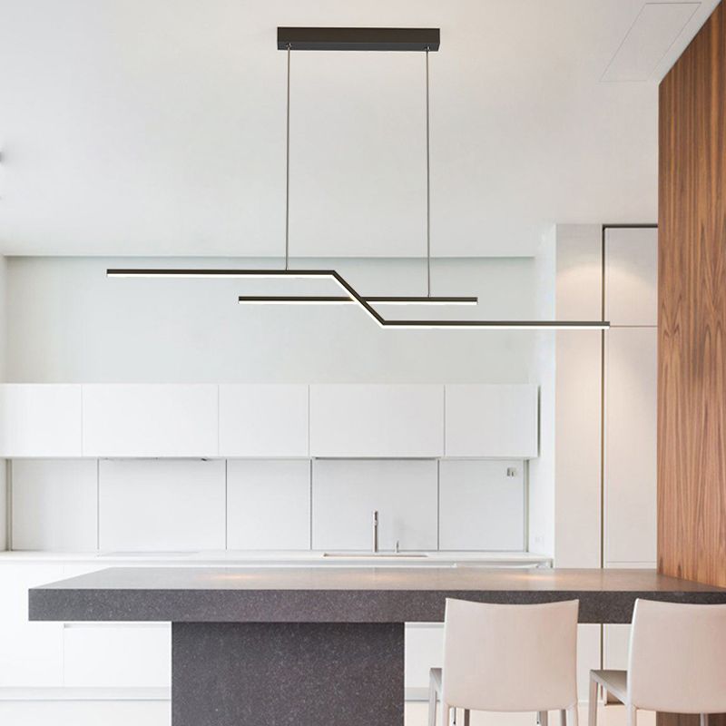 Metal Linear Shape Chandelier Light Modern Style 2 Lights Chandelier Light Fixture