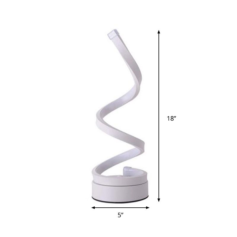 Modernist LED Desk Light White Spiral Task Lighting with Acrylic Shade in White/Warm Light