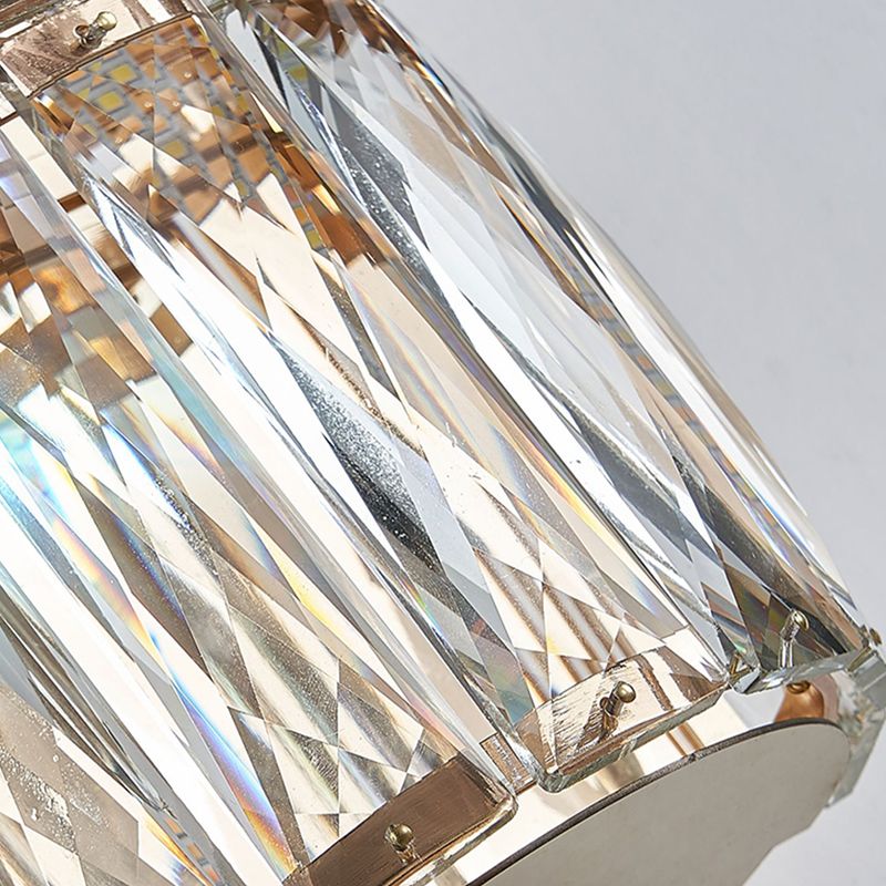 Cylinder Shade Wall Lamp Modern Style Crystal Shape Wall Mounted Lighting for Bedroom