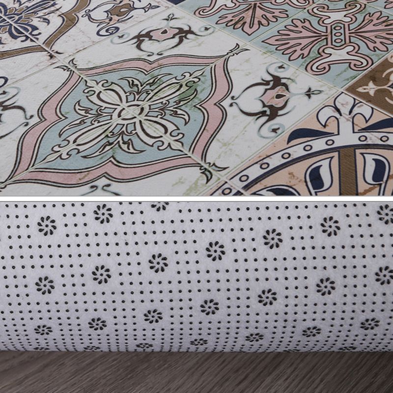 Multicolor Classic Area Carpet Polyester Moroccan Tile Indoor Rug Anti-Slip Backing Carpet for Living Room