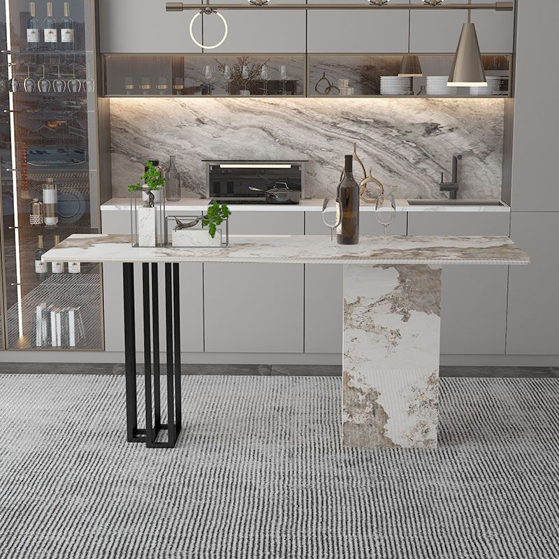 Double Pedestal Kitchen Counter Height Table Contemporary Rectangle Pub Table