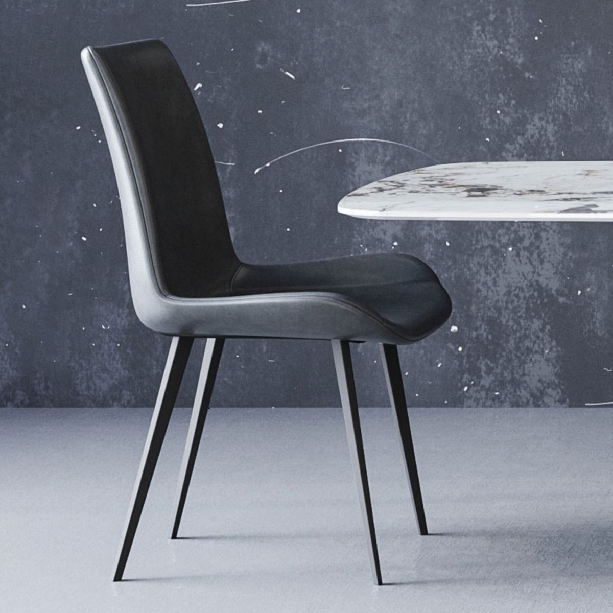 Modern Style Sintered Stone Dining Table with White Table and Black Trestle Base for Home Use