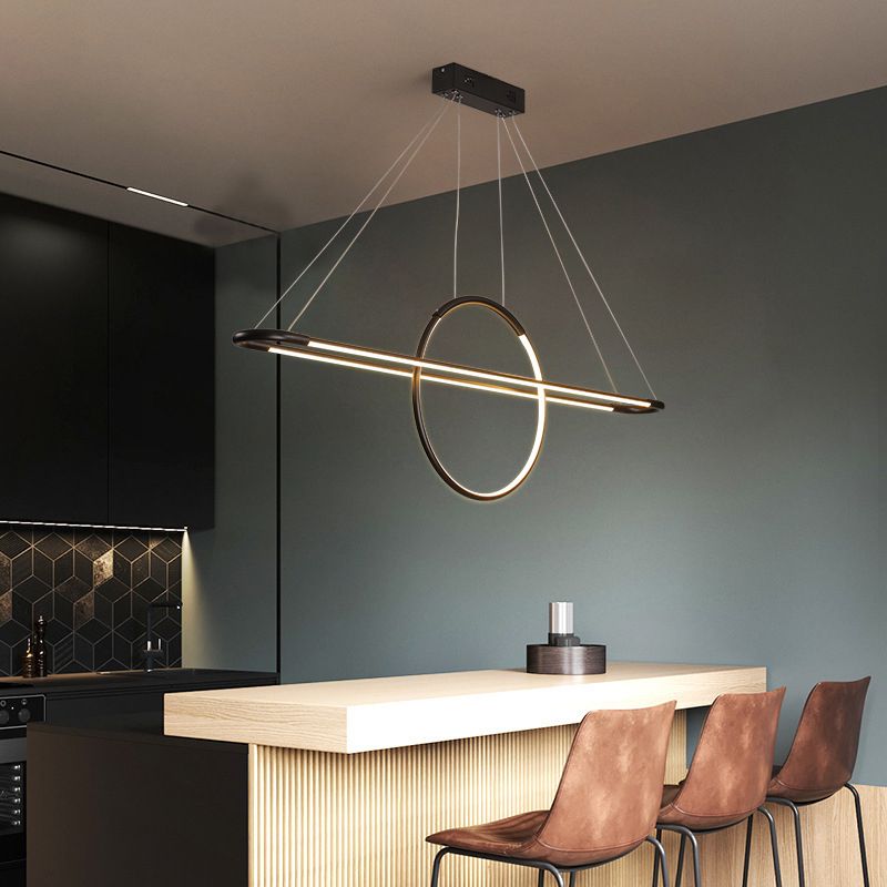 3-Light Island Light Modern Style Ring Shape Metal Pendant Lighting