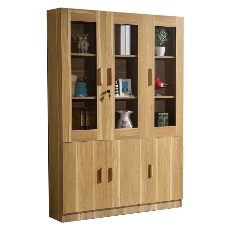 Modern Bookcase Closed Back Engineered Wood Bookshelf with Doors
