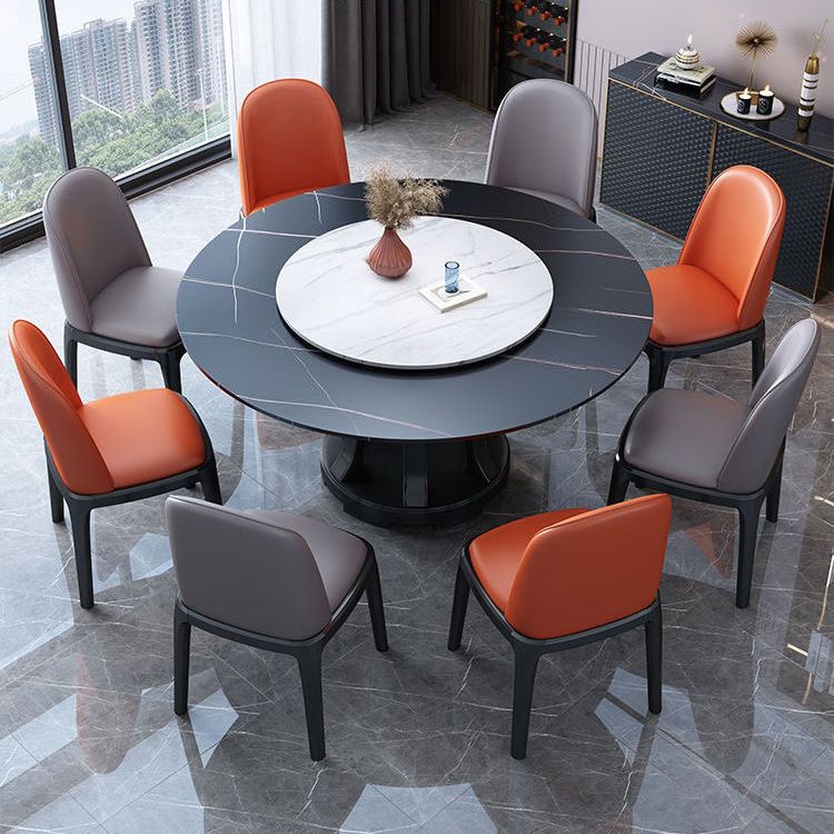 Modern Rubberwood Home Table Round Pedestal Convertible Dining Table