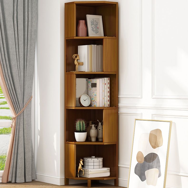 Mid-Century Modern Corner Cabinet with Shelves and Straight Legs in Brown