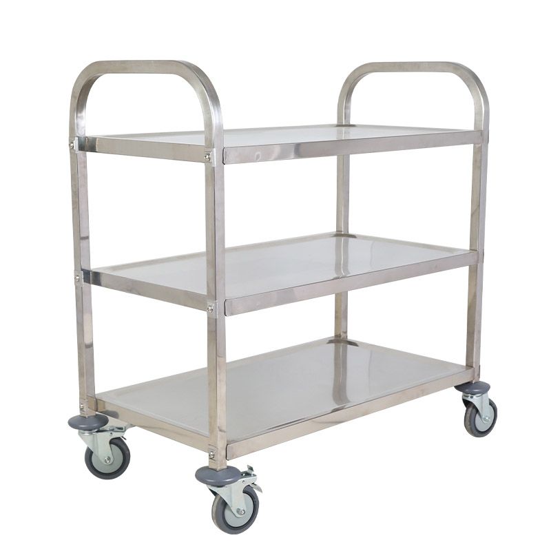 Modern Open Storage Prep Table Rectangular Metal Dining Room Kitchen Trolley