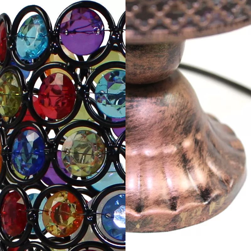 4"/5"/6" Wide Bohemian Cylinder Table Lighting with Colorful Bead 1 Lighting Standing Light in Black