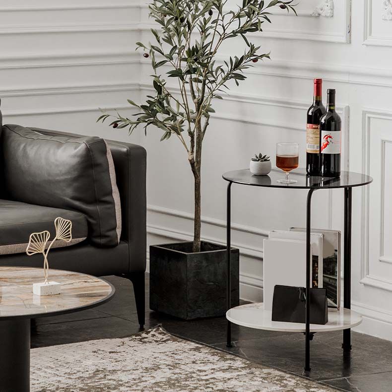Contemporary Rectangular/Round Side End Table Glass Top Corner Table