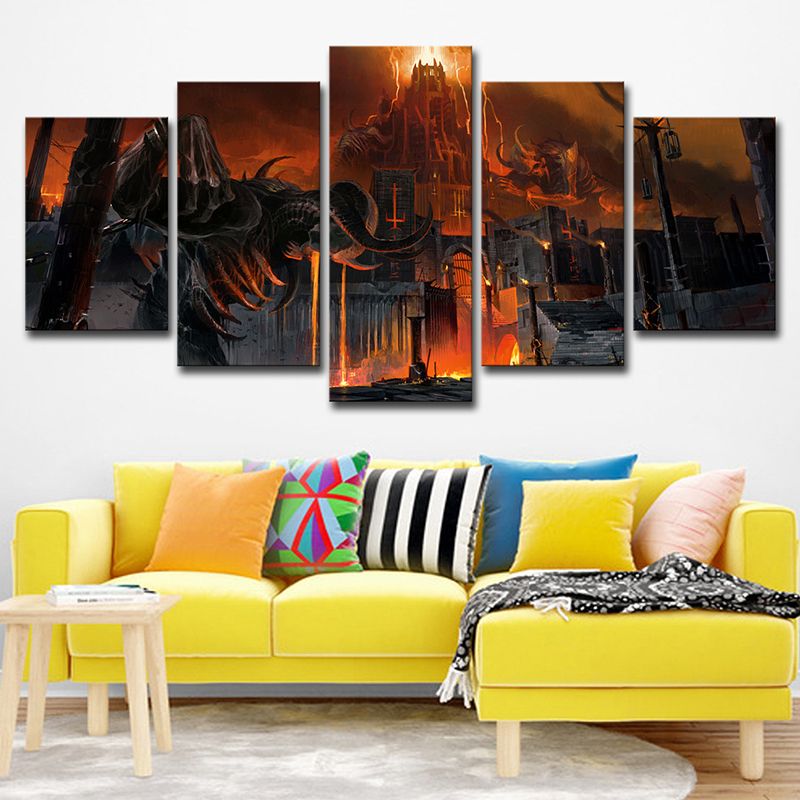 Multi-Piece Nighty Castle Painting Canvas Children's Art Wall Print for Kids Bedroom