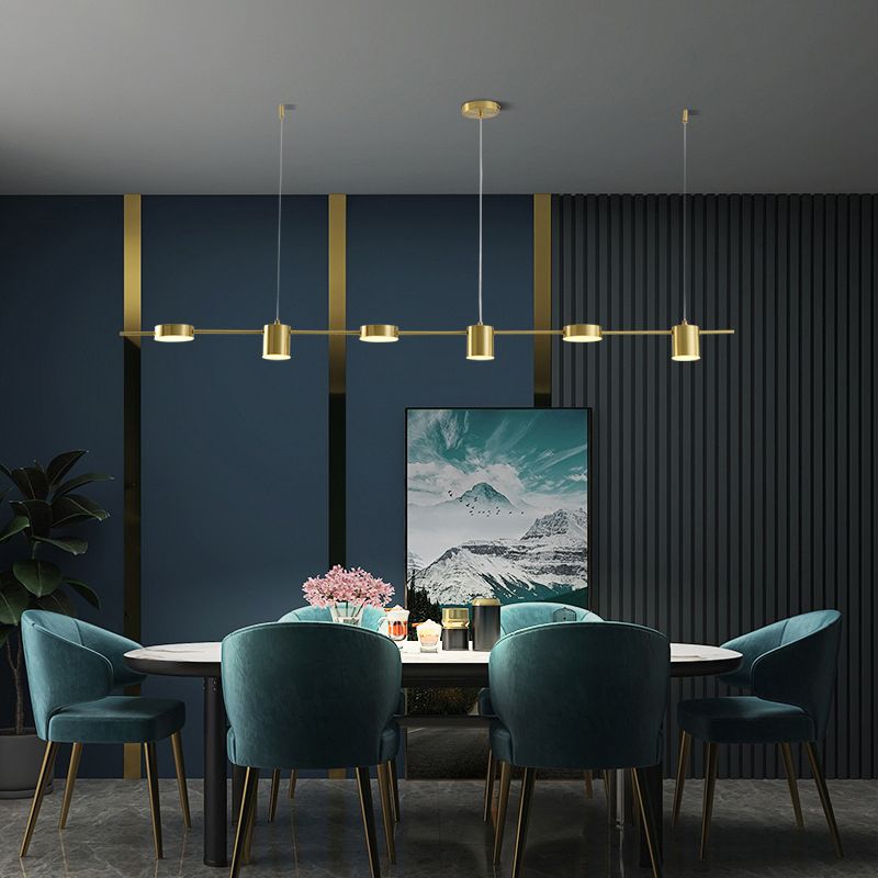 Cylinder Island Lighting Metallic Contemporary Simplicity Pendant Lighting Fixtures for Restaurant