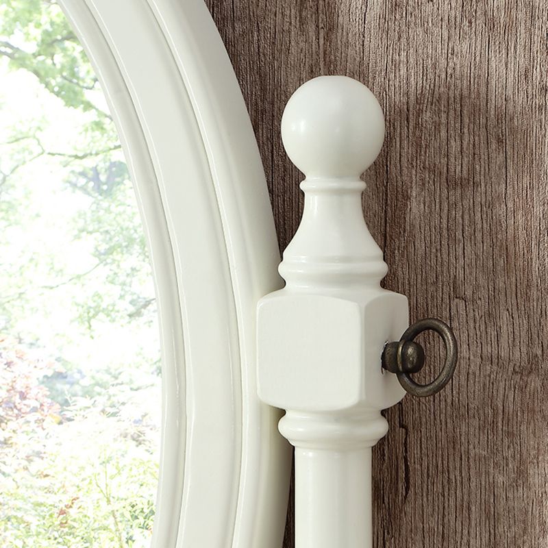 Traditional Mirrored Make-up Vanity Rubber Wood Dressing Table Stool Set