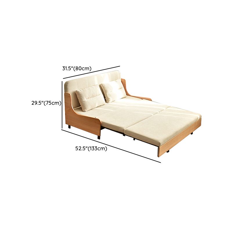Scandinavian Solid Wood Removable Futon Sleeper Sofa Pillow Included