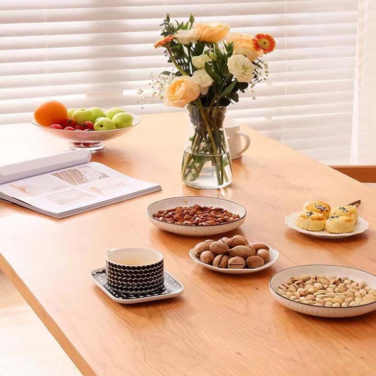 Modern Double Pedestal Dining Table Wood Table for Dining Room Kitchen