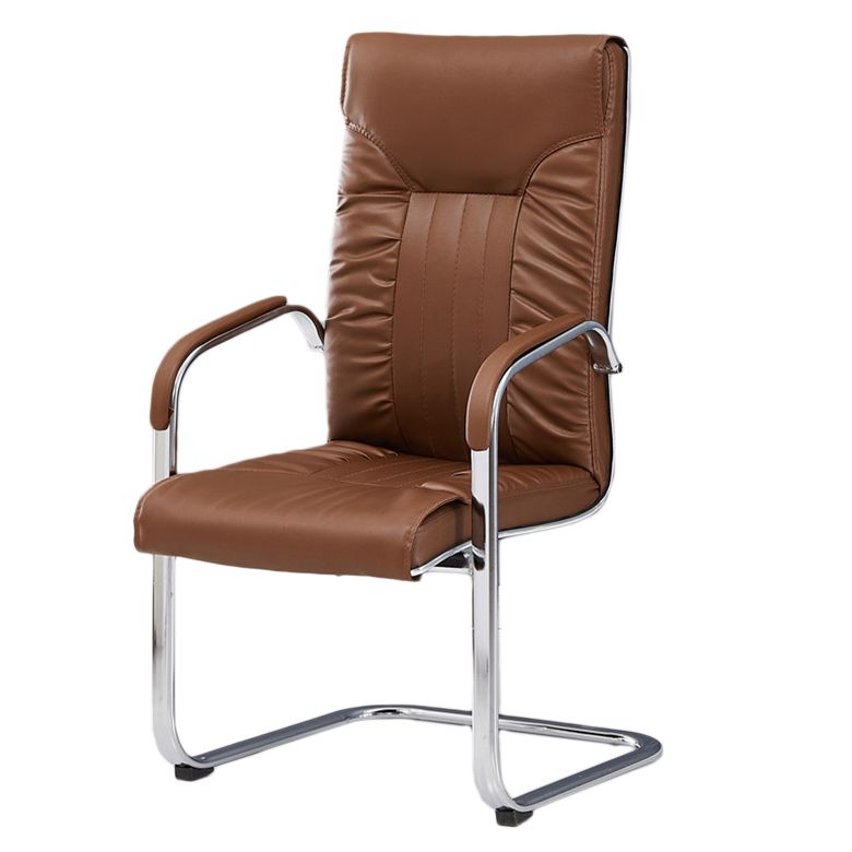 Chrome Metal Base Contemporary Style Task Chair Leather Office Chair