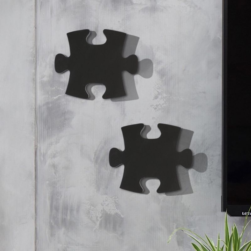 Acrylic Jigsaw Puzzle Wall Sconce Nordic LED Wall Mount Lighting in White/Black for Living Room, White/Warm Light