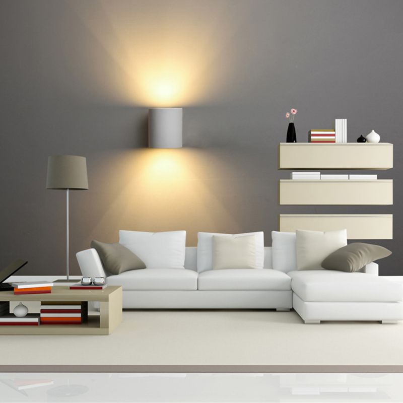 Modern Style Cylinder Wall Sconce Metal 2 Light Sconces for Outdoor