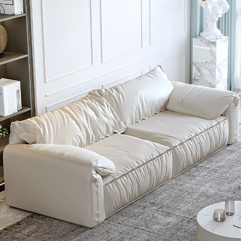 Contemporary Leather Sofa Pillow Top Arm Sofa with Cushions Back