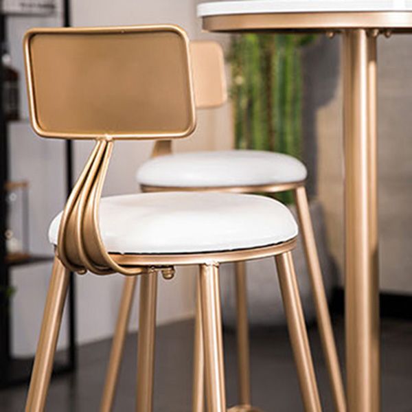Scandinavian Coffee Shop Counter Stools Footrest Metal Backrest Gold Frame Bar Stool