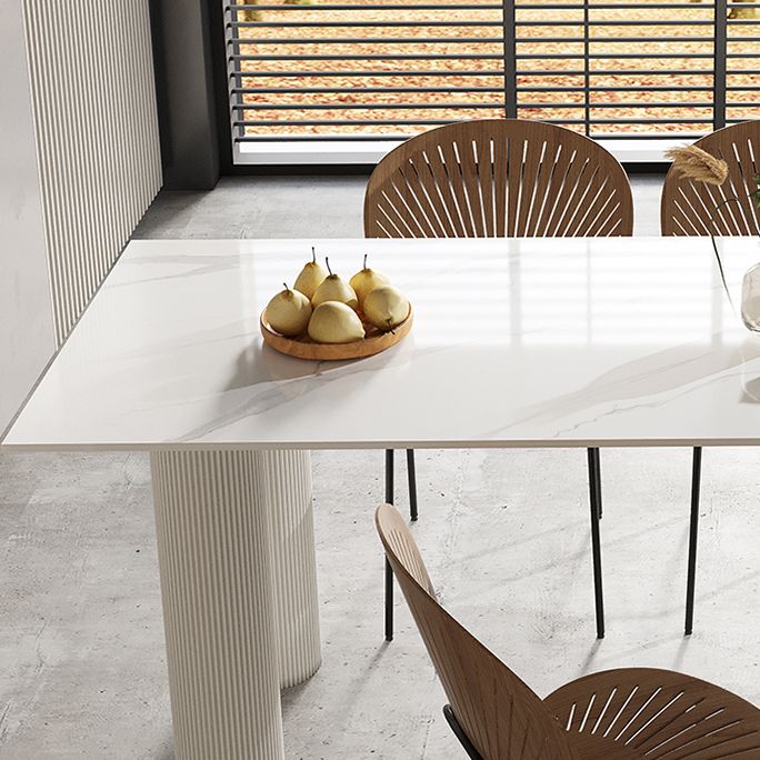 Free Form Stone Top Dining Table Solid Wood Base Dining Table for Kitchen