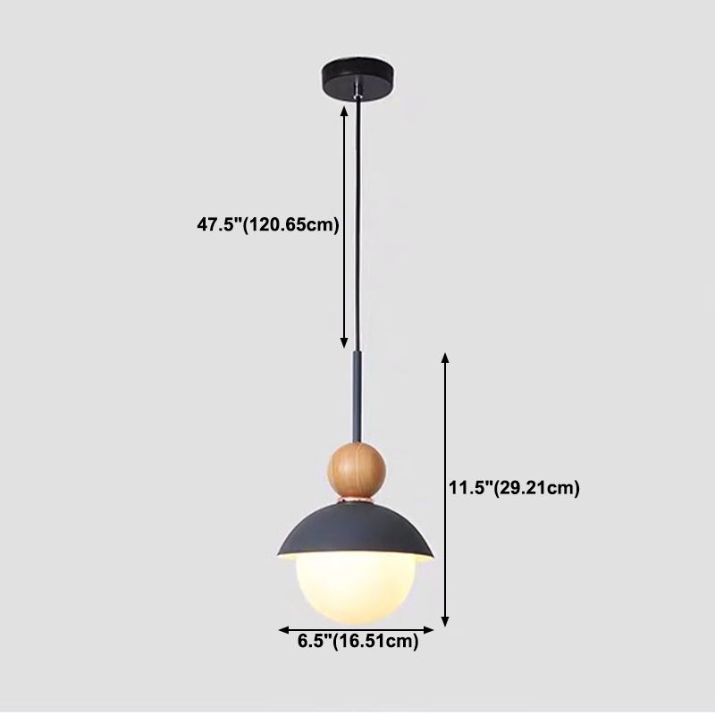 Bedside Globe Pendant Lamp Aluminum 1 Head Macaron Suspension Light