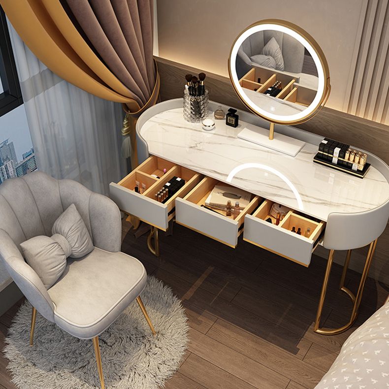 Standing Makeup Vanity Desk Lighted Mirror Makeup Vanity Set with Drawer