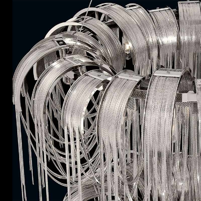 Metal Chain Shade Chandelier Light Fixtures Contemporary Hanging Lamp for Living Room