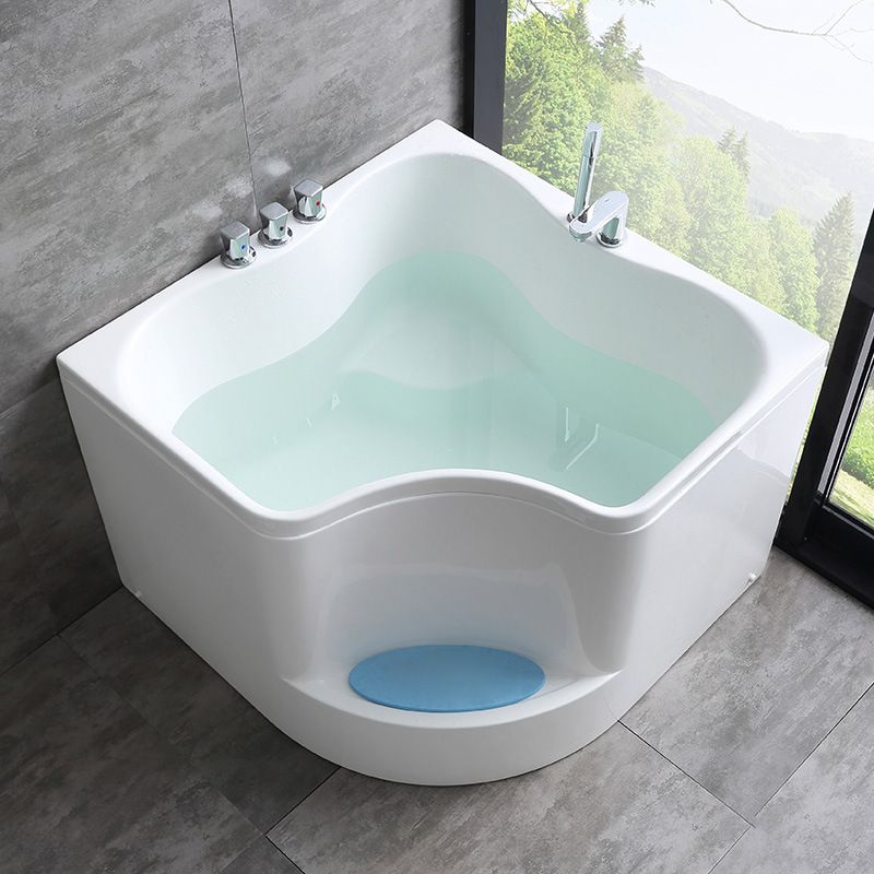 Modern Home Acrylic Bathtub White Corner Bath Tub with Seat Included