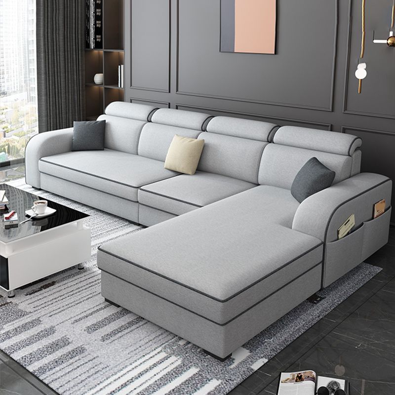Square Arm Sectional Sofa with Storage Adjustable Sectionalfor 4 People