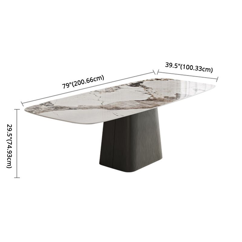 Minimalist Sintered Stone Dining Room Set with Black Base Formal Dining Table Set
