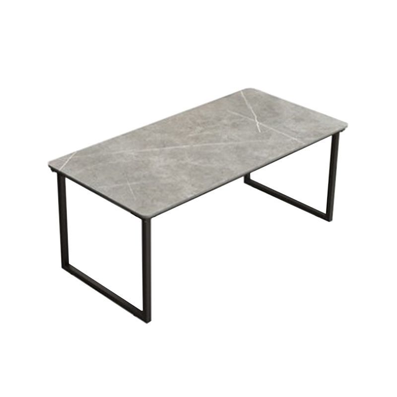 Modern Style Slate Table with Rectangular Black Metal Sleigh Base Coffee Table