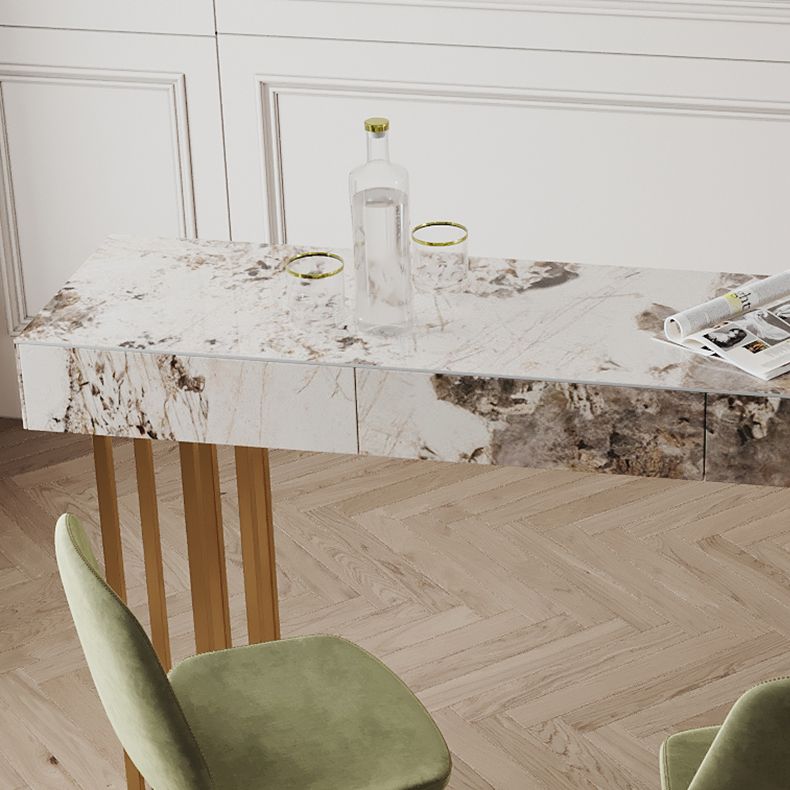 1/3 Pieces Glam Rectangle Sintered Stone Counter Table with High Stools