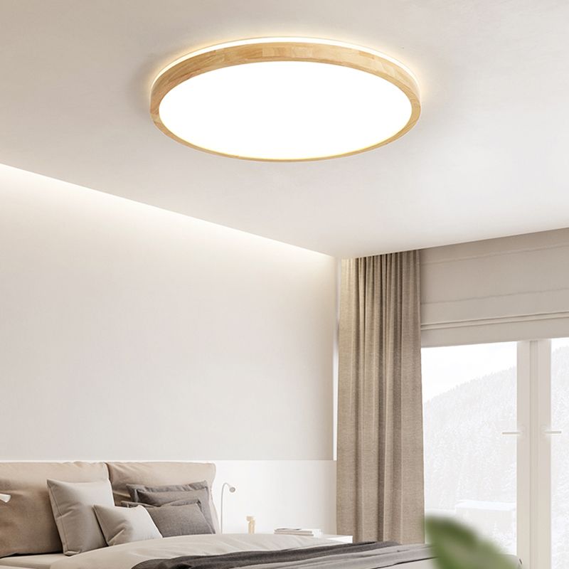 Plafoniera moderna a LED in legno con montaggio a incasso rotondo