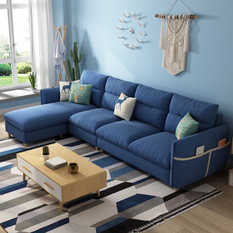 Contemporary Sofa Cotton Foam/latex Filled with Ottoman Sectional