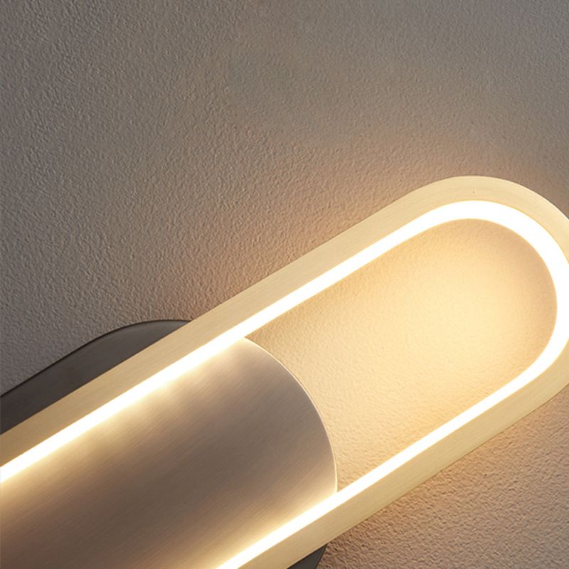 Post Modern Oval Wall Sconce in Black & Gold Finish Solid Brass and Acrylic LED Wall Light