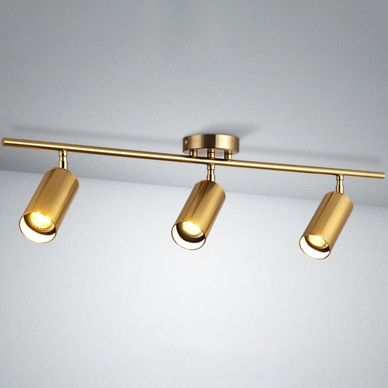 Kits d'éclairage sur rail nordique moderne de luxe en laiton monté en Surface salon chambre maison trou libre plafonnier semi-encastré doré