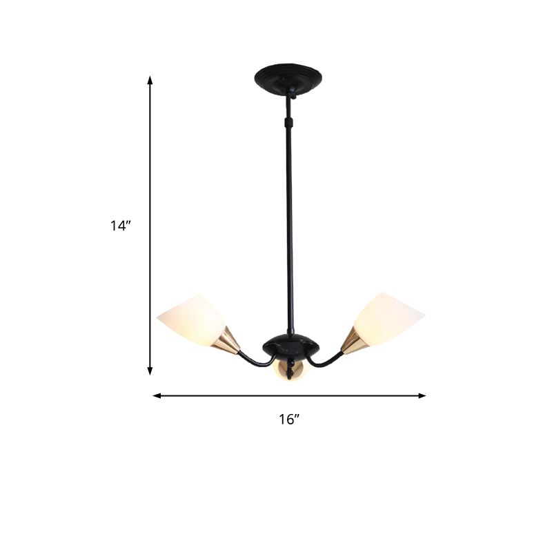 Black 3/6/8 Lights Pendant Chandelier Classic Frosted Glass Oval Shade Hanging Light with Sputnik Design