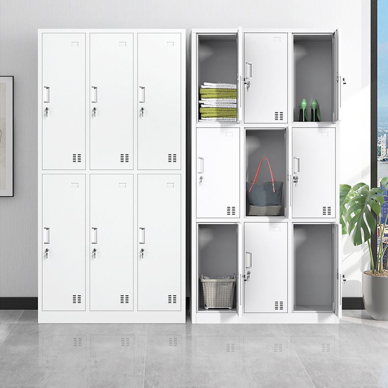 Contemporary Steel Storage Cabinet White Metal Hinged Door Cabinet