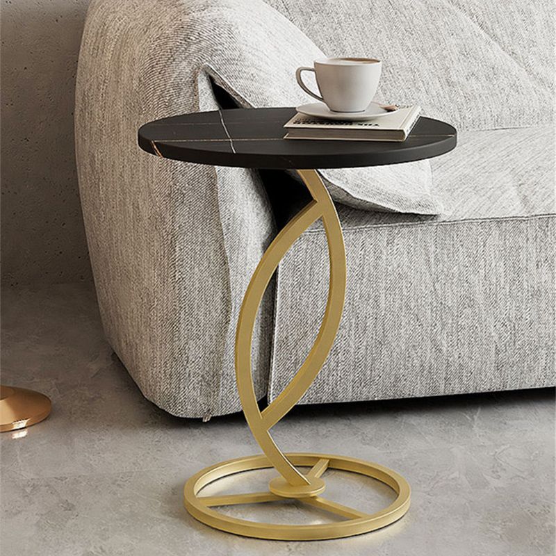 Minimalism Slate and Metal Single Coffee Table Frame Round Glam Coffee Table