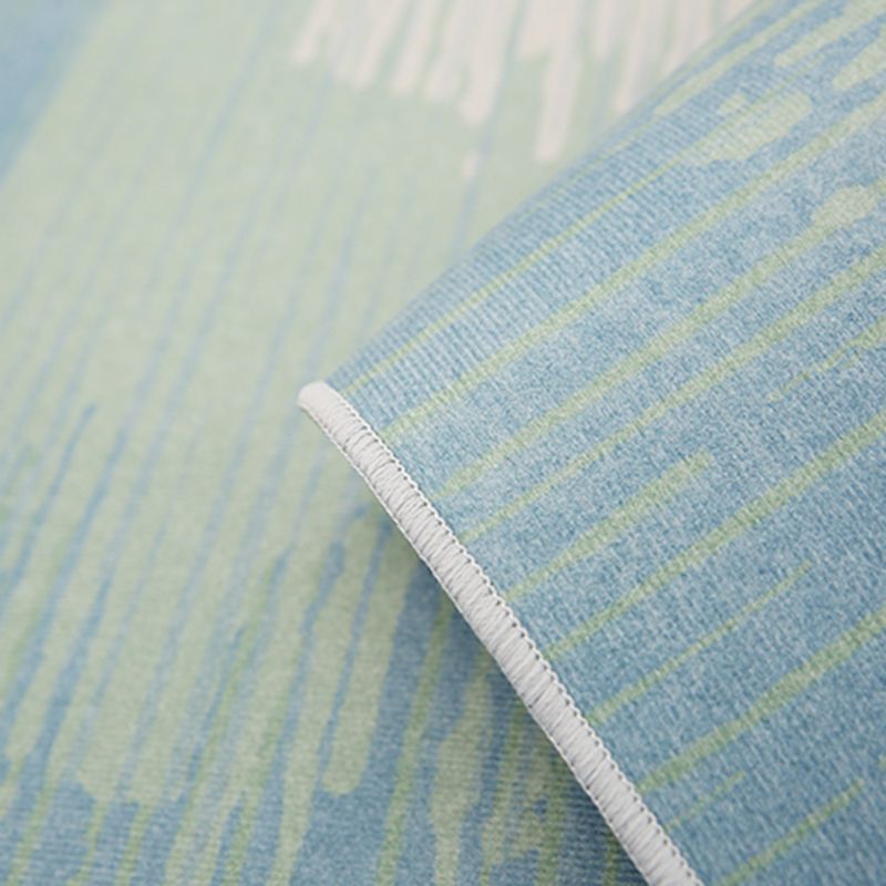 Stylish Blue Area Rug Color Block Polyester Area Carpet Anti-Slip Easy Care Rug for Living Room