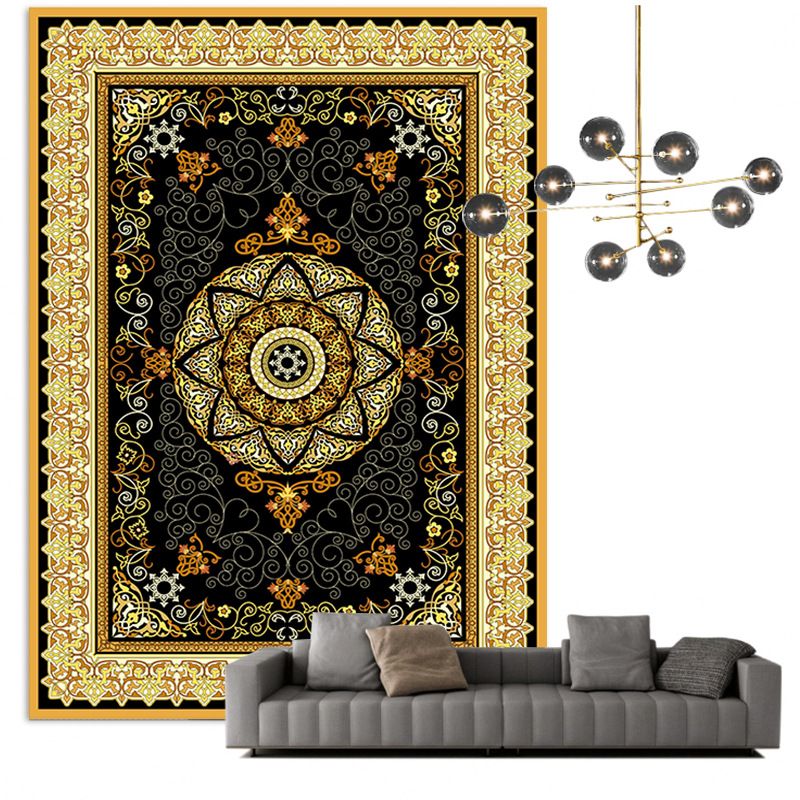 Traditional Multi Color Moroccan Rug Polypropylene Flower Carpet Anti-Slip Backing Pet Friendly Stain Resistant Rug for Living Room