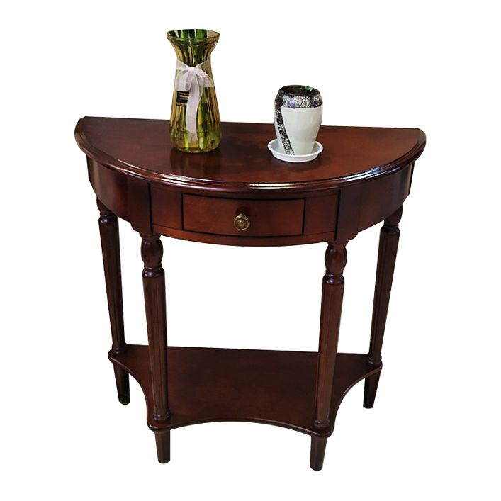 Victorian Wood Console Table Half Moon Console Sofa Table for Hall